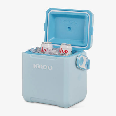 Tag Along Too Cooler::Powder Blue::Stay-open hinge detent