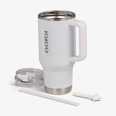 Flip 'n' Sip Travel Mug 946ml::White::Double-wall, vacuum-insulated