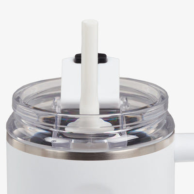 Flip 'n' Sip Travel Mug 946ml::White::Gasketed, leak-resistant straw